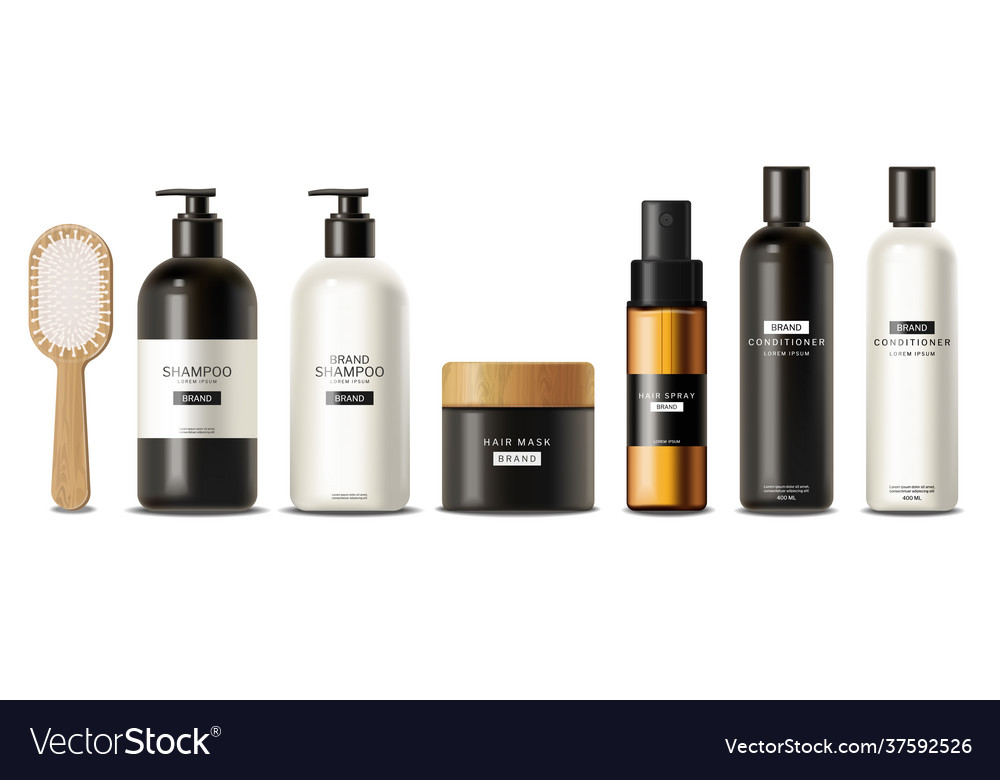 Hair care set cosmetics realistic shampoo