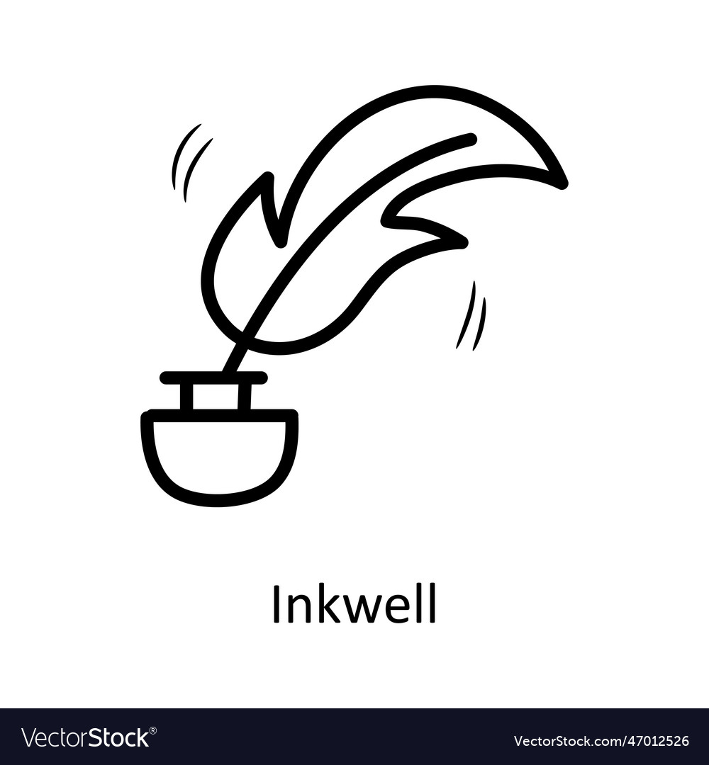 Inkwell outline icon design e Royalty Free Vector Image