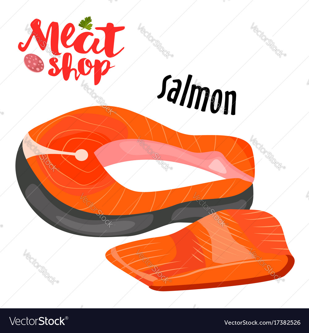 Meat - salmon fresh icon Royalty Free Vector Image