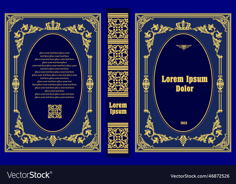 Ornate leather book cover and old retro ornament Vector Image