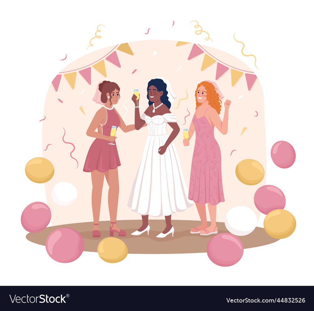 Pre wedding party for bride 2d isolated Royalty Free Vector