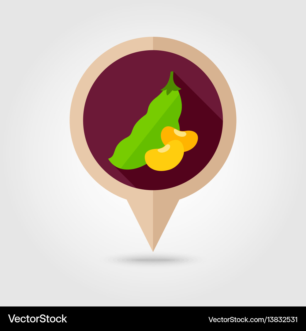 Beans flat pin map icon vegetable Royalty Free Vector Image
