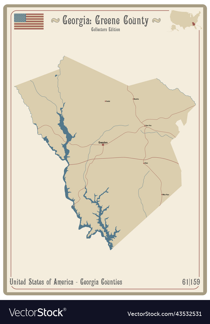 Map of greene county in georgia Royalty Free Vector Image