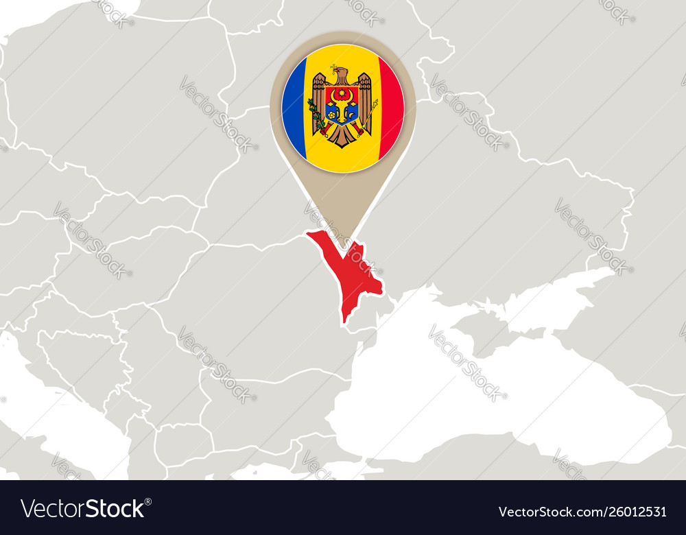 Moldova on europe map Royalty Free Vector Image