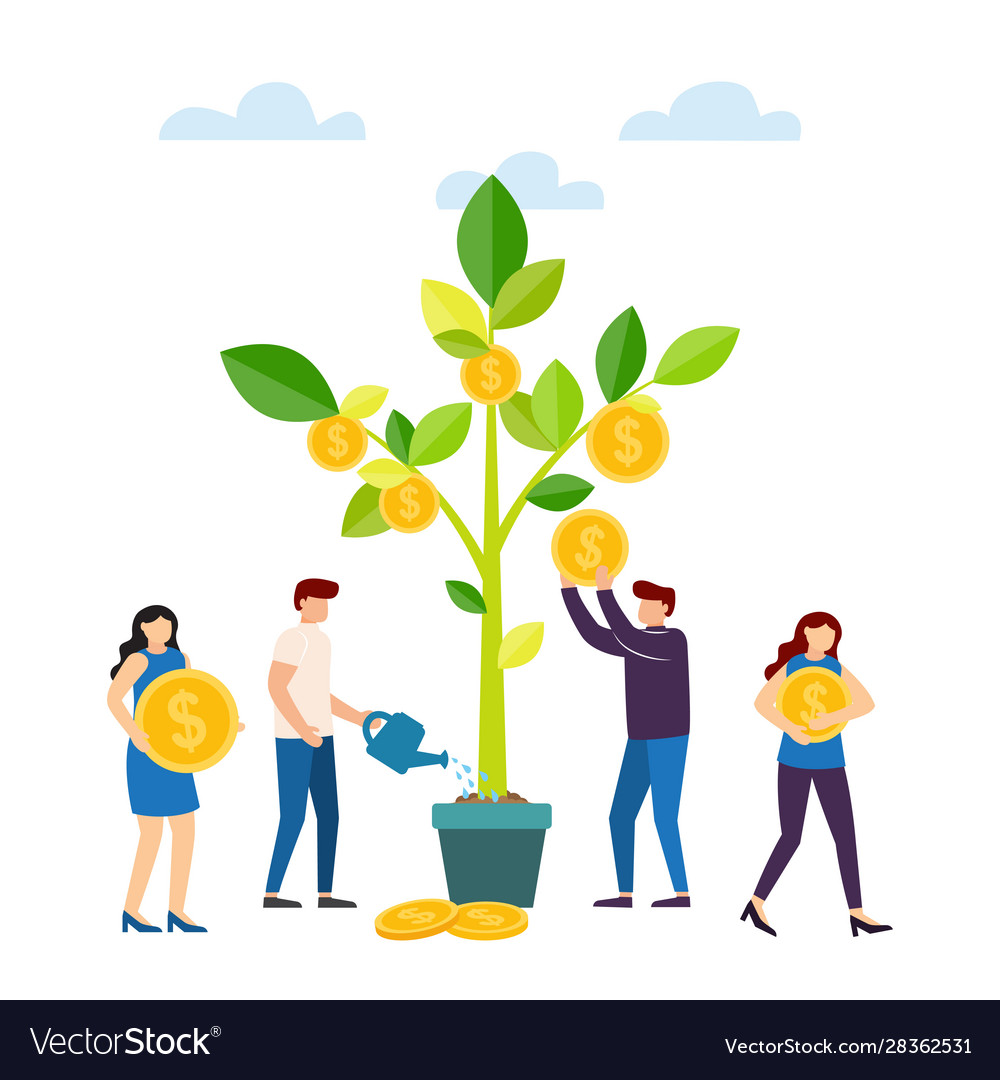 Money tree in flower pot concept income Royalty Free Vector