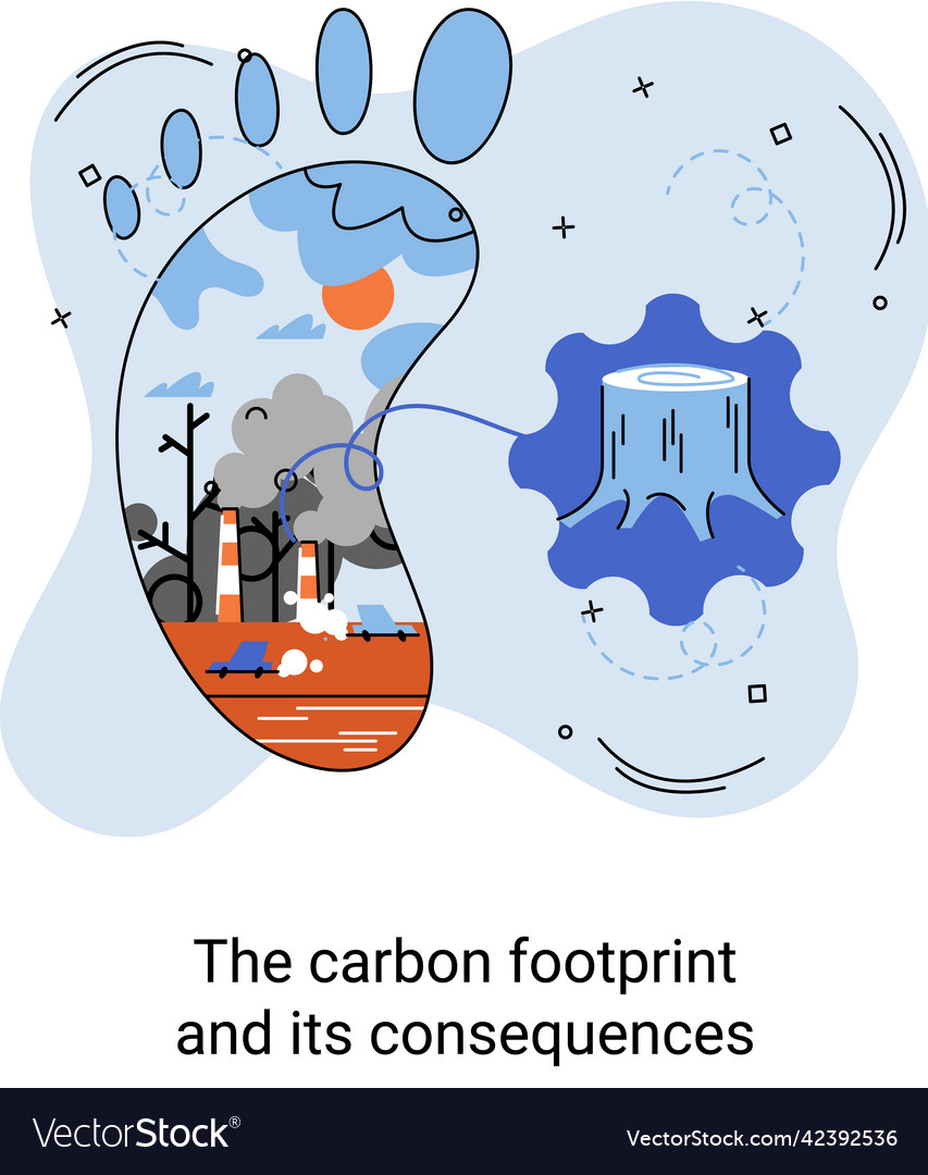 carbon-footprint-and-its-consequences-causes-vector-image