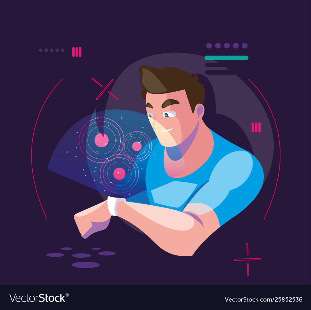 Design man using technology augmented Royalty Free Vector