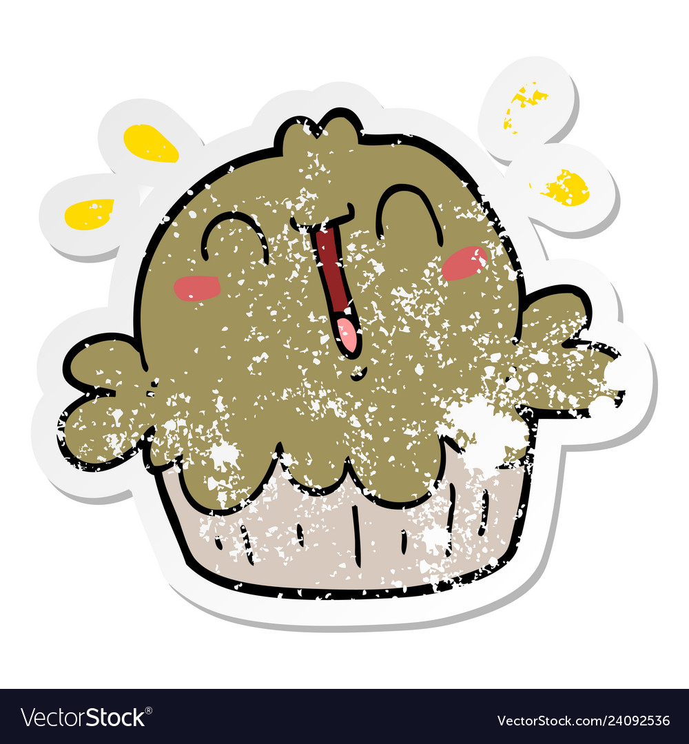 Distressed sticker of a cute cartoon pie Vector Image