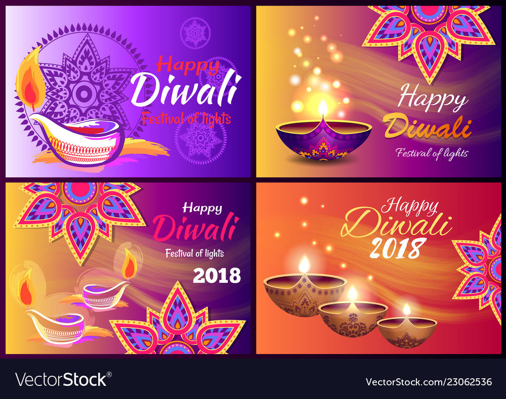 Diwali sale set of posters vector image Diwali sale set of posters