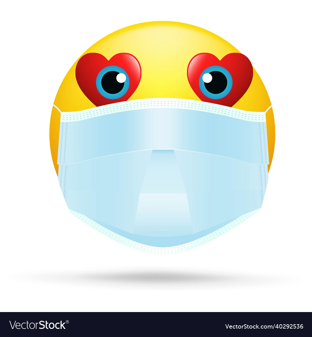 Emoji with mouth mask - yellow face with open Vector Image