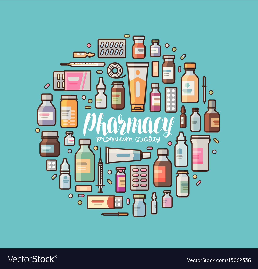 Pharmacy Pharmacology Banner Medical Supplies Vector Image