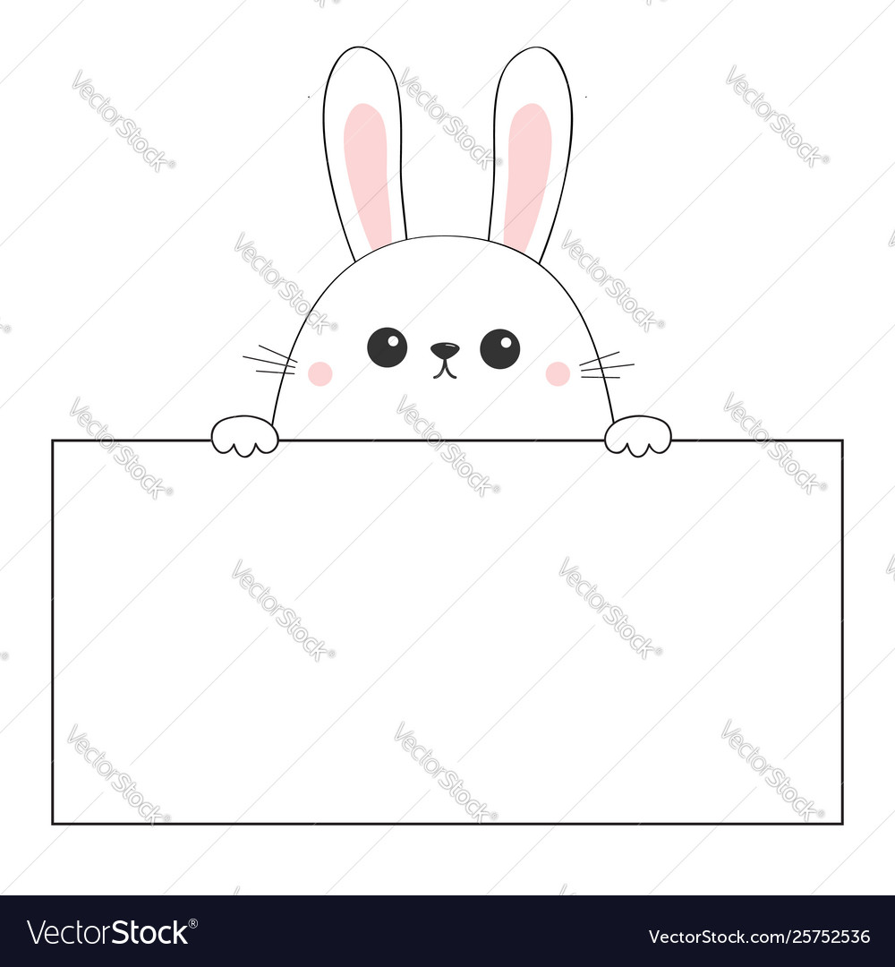 Rabbit happy face head icon hanging on paper Vector Image