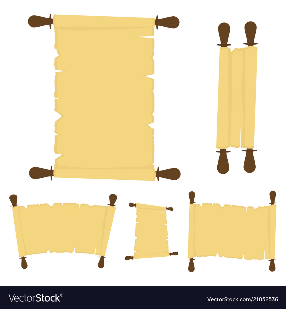Set of old paper scrolls isolated on white Vector Image