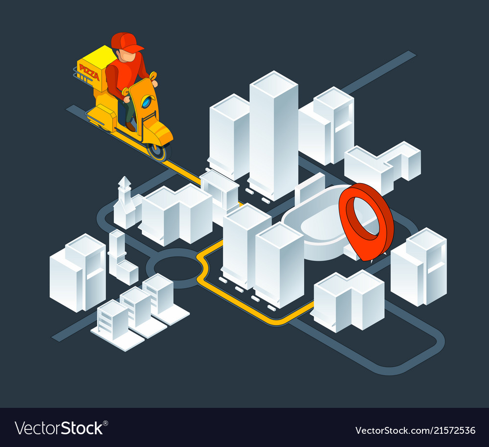 Urban 3d map navigation isometric map Royalty Free Vector