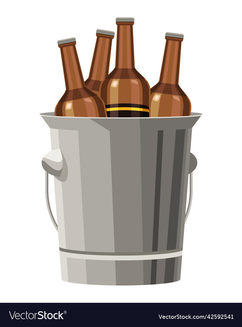 Beers bottles in bucket Royalty Free Vector Image