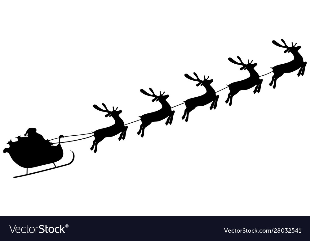 Christmas reindeers are carrying santa claus in a Vector Image