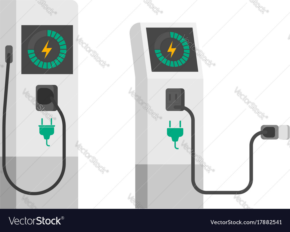 Electric Car Charger Flat Royalty Free Vector Image Electric Car Charger Flat Vector Image