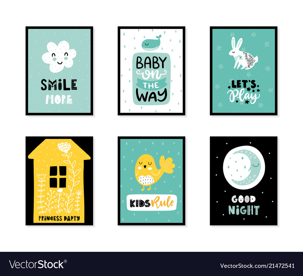 Scandinavian interior kids posters Royalty Free Vector Image