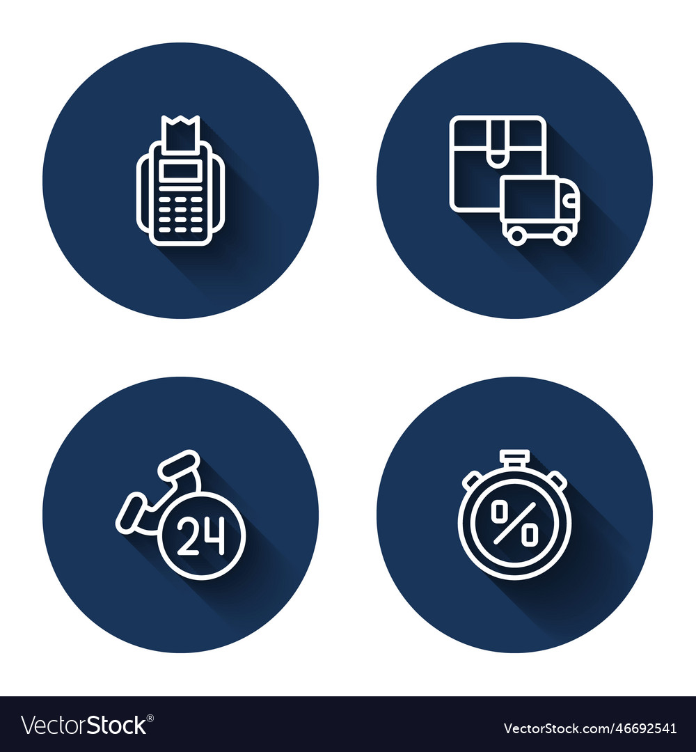 Set line pos terminal delivery cargo truck Vector Image
