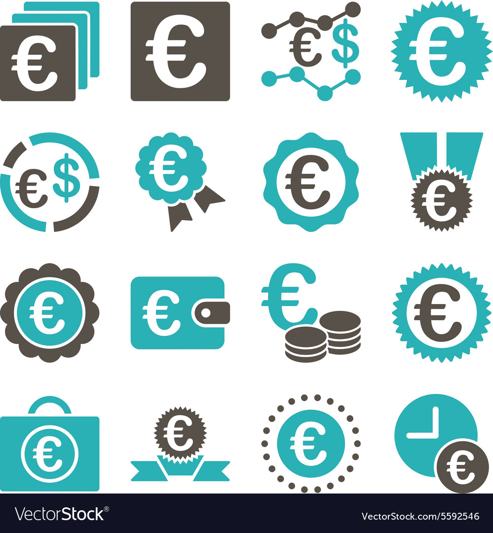 Euro banking business and service tools icons