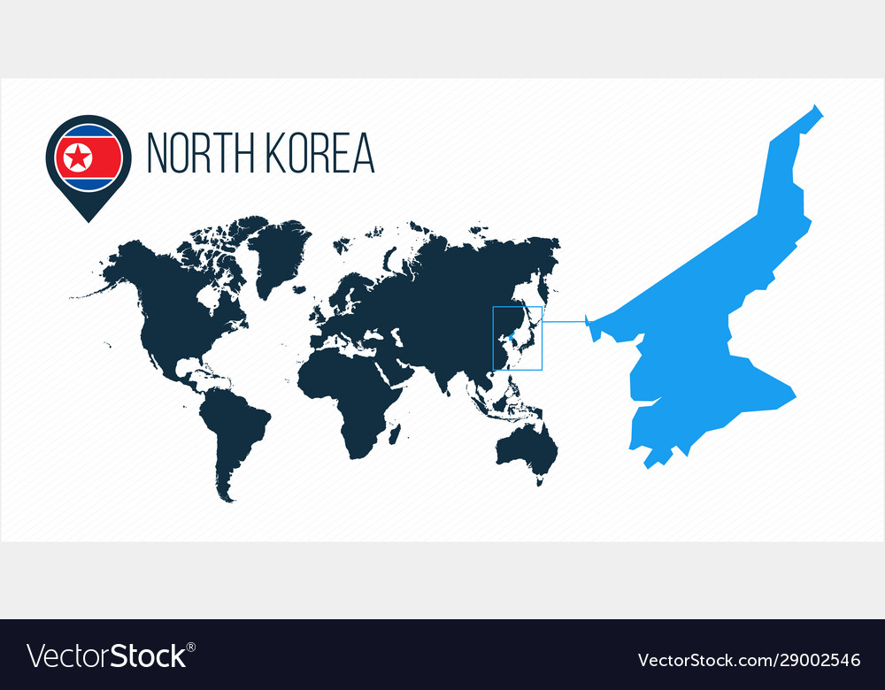 North korea map located on a world with flag Vector Image