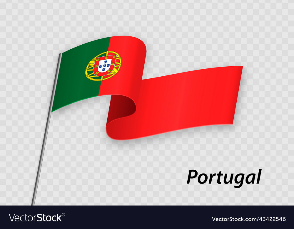 Waving flag of portugal on flagpole template