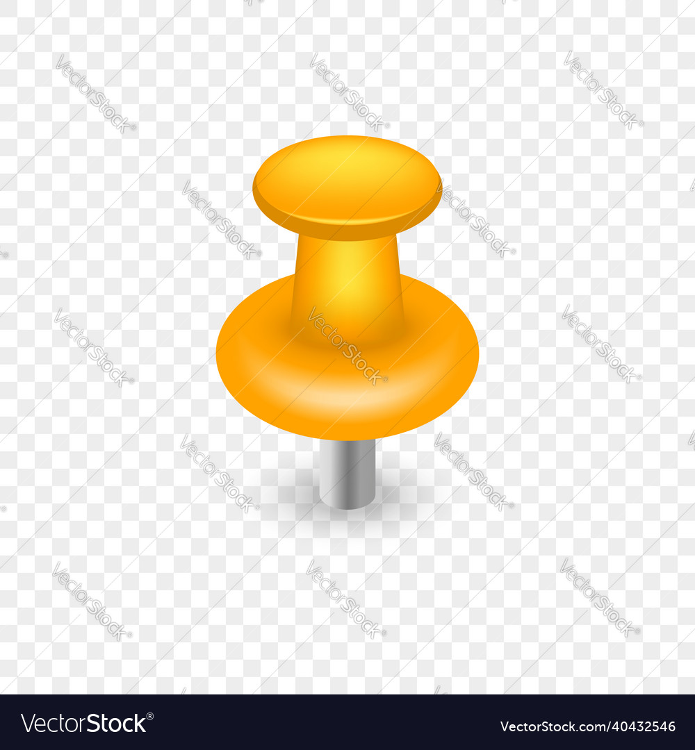 Yellow plastic push pin button single thumbtack Vector Image