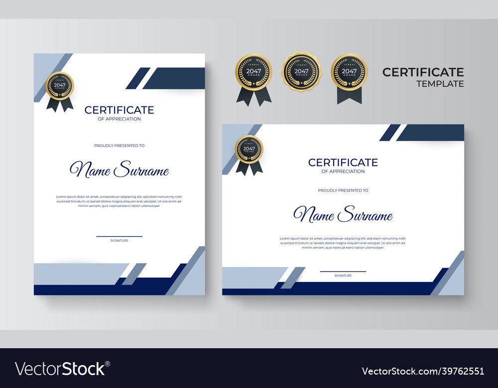 Certificate Of Appreciation Template Gold Vector Image