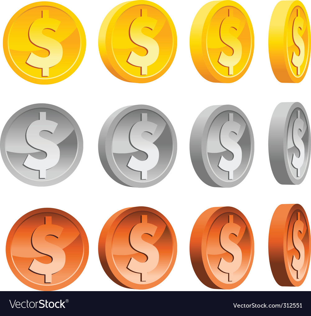 Dollar coins Royalty Free Vector Image - VectorStock