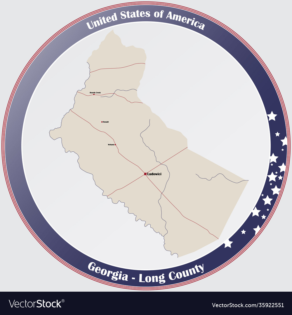 Map long county in Royalty Free Vector Image