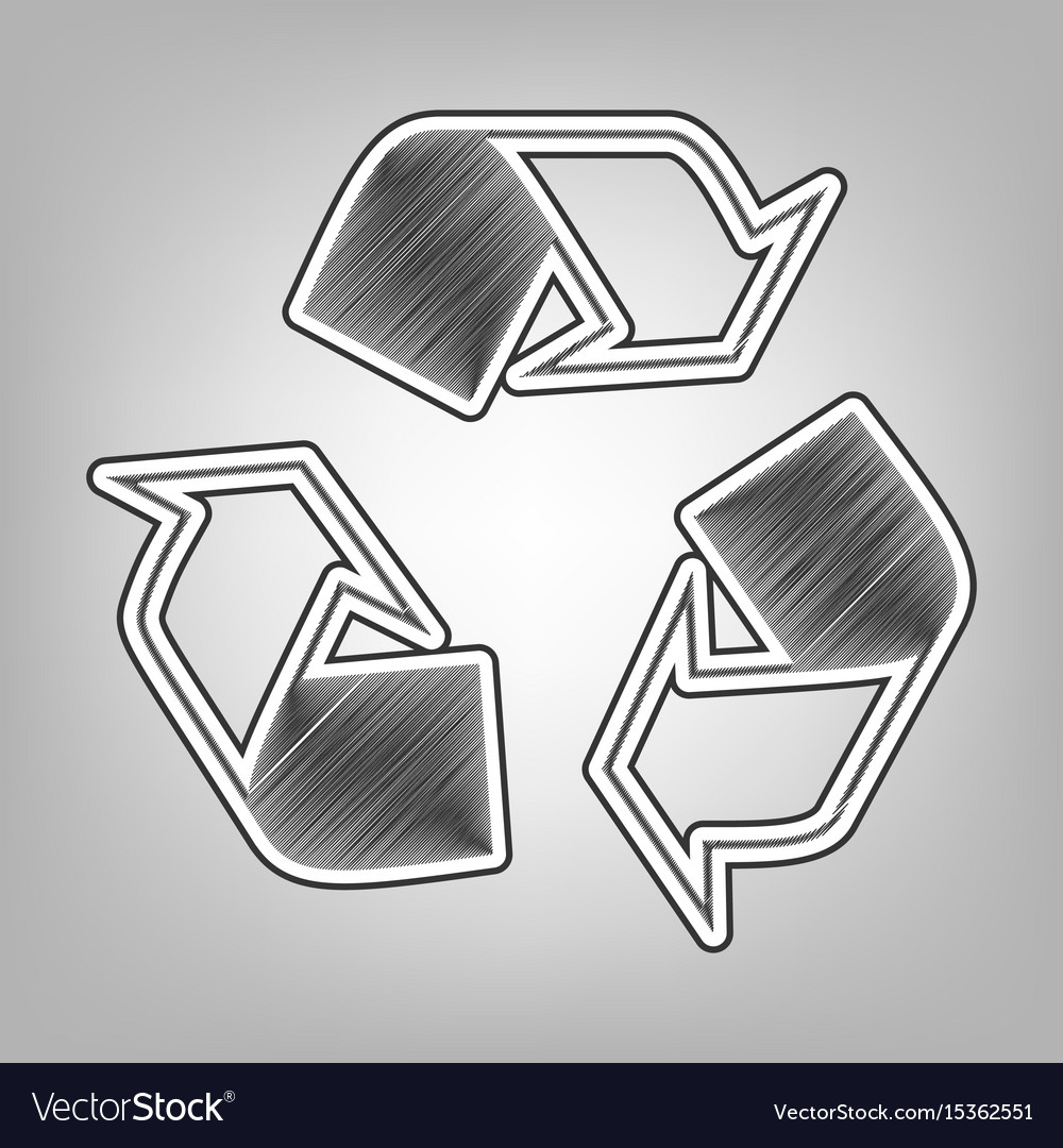 Recycle logo concept pencil sketch Royalty Free Vector Image