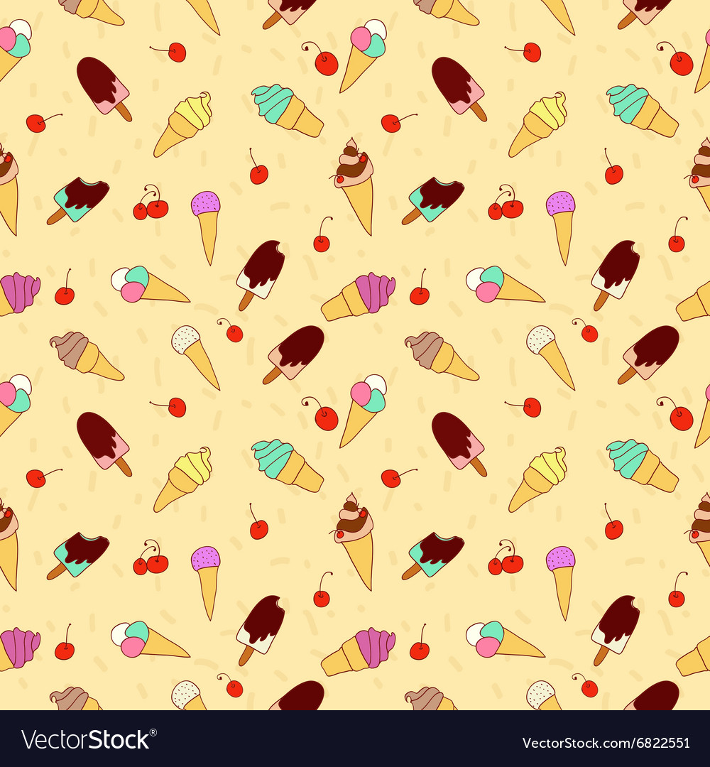 The pattern of ice cream and cherry Royalty Free Vector