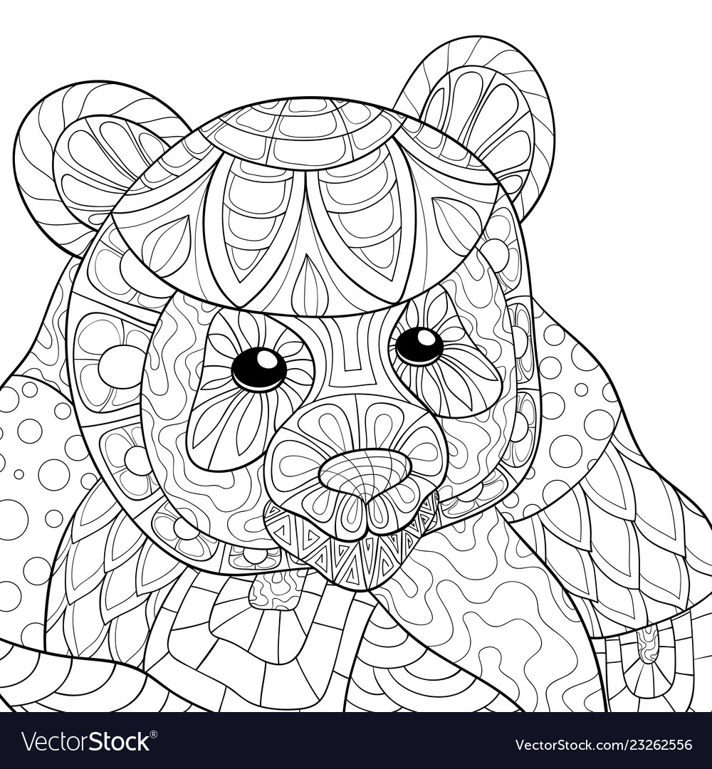 Adult coloring bookpage a cute bear image Vector Image