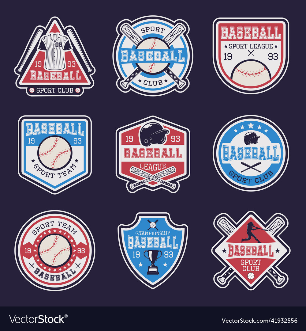 Baseball colored emblems Royalty Free Vector Image