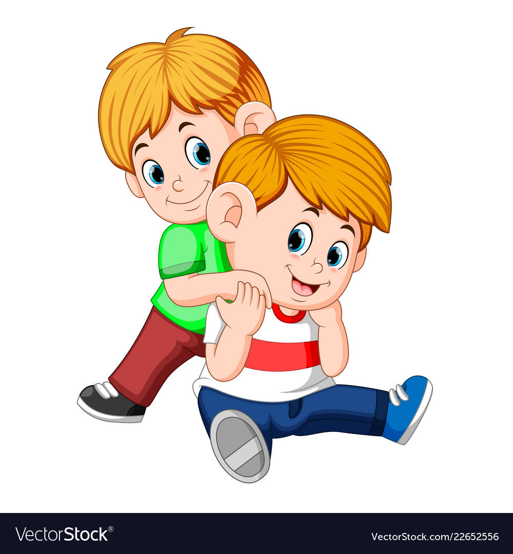 Boy and her brother on back playing together Vector Image