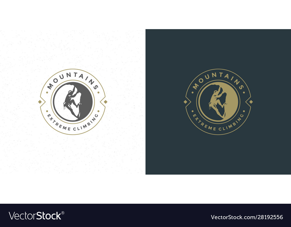 Climber logo emblem adventure Royalty Free Vector Image