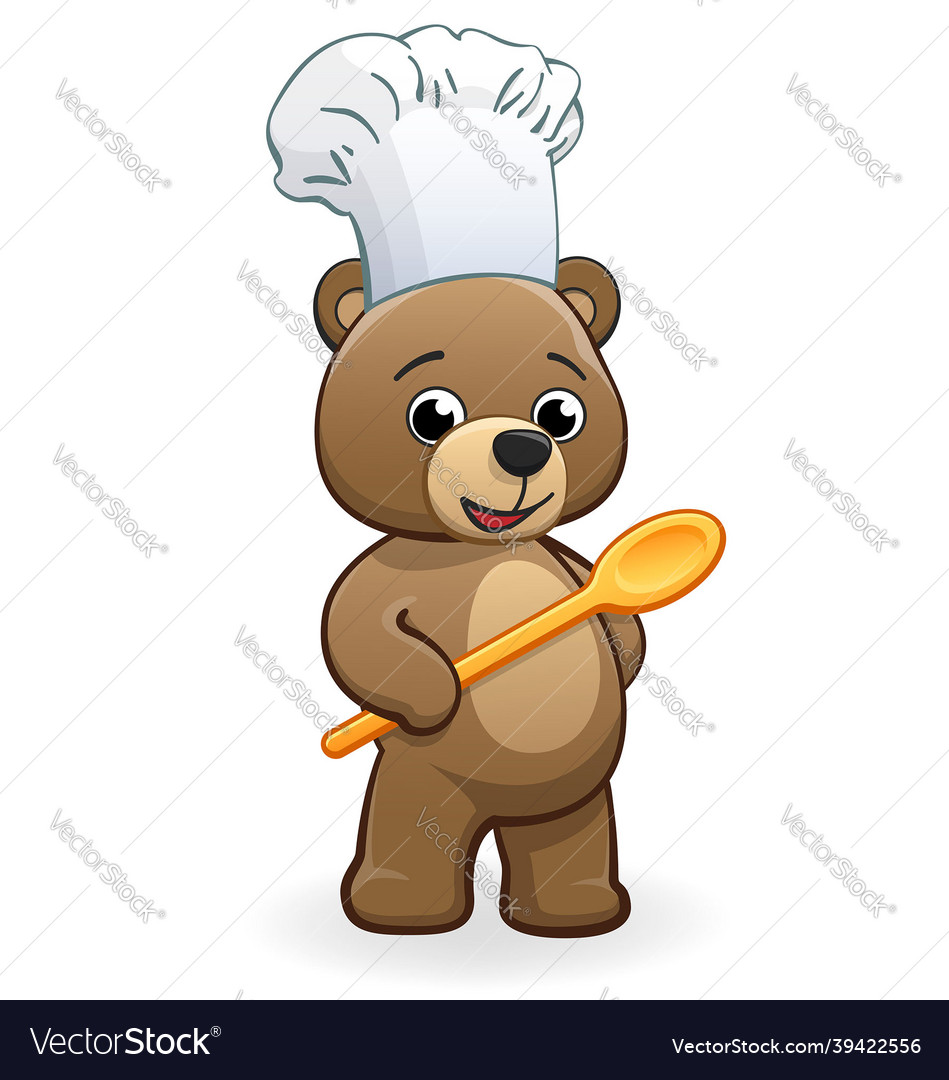 Cute cartoon teddy bear chef baker Royalty Free Vector Image