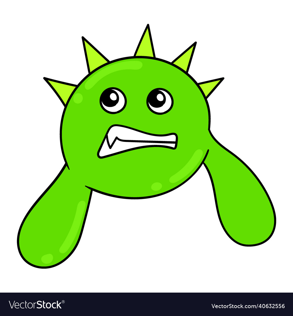 Cute face green head monster doodle icon