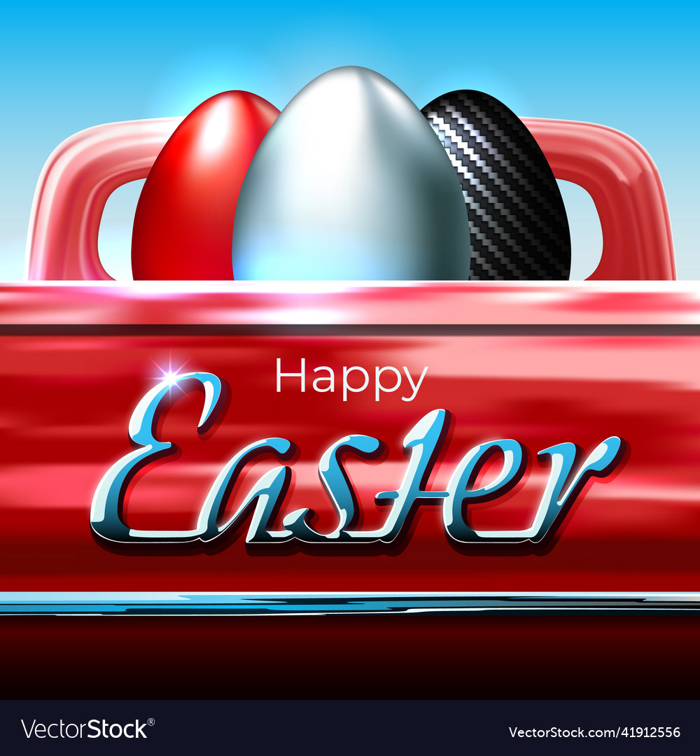 Happy easter card in car style painted egg Vector Image