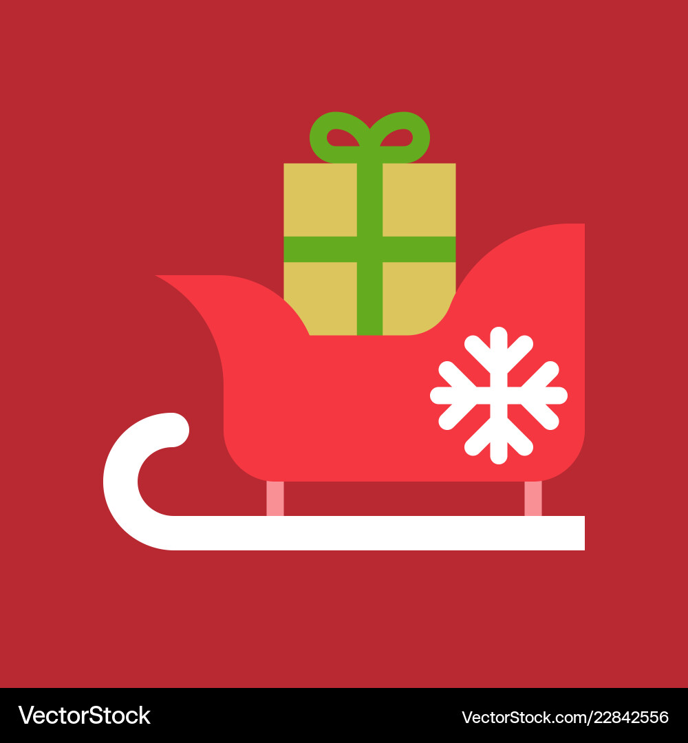 Santa sledge and gift box cute christmas Vector Image