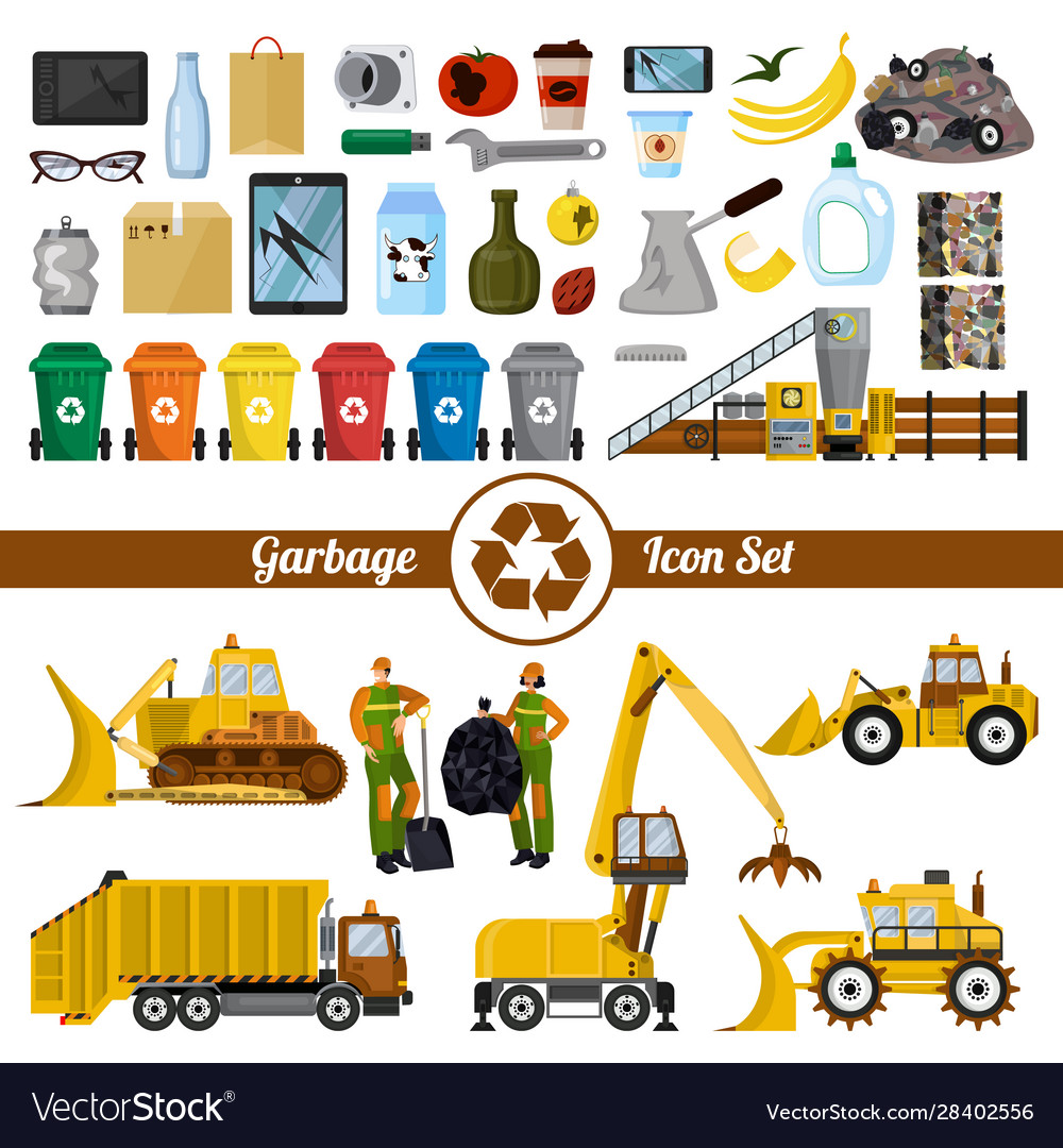 Solid-waste management dumpsters and and waste Vector Image Solid-waste management dumpsters and and waste Vector Image