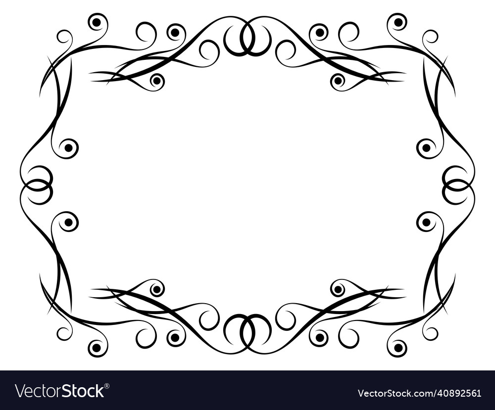 Art deco frame with swirls nouveau linear Vector Image