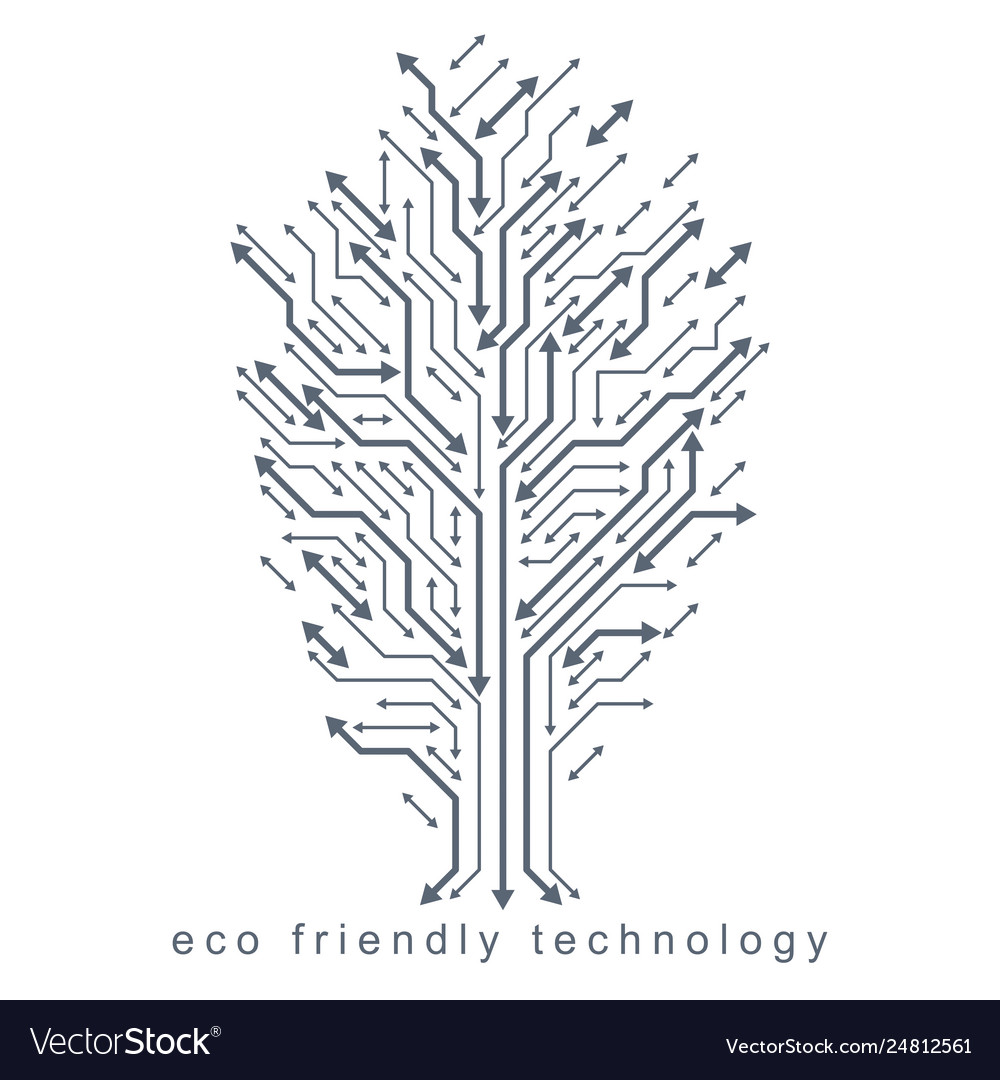 Art digital tree made using lines mesh and Vector Image
