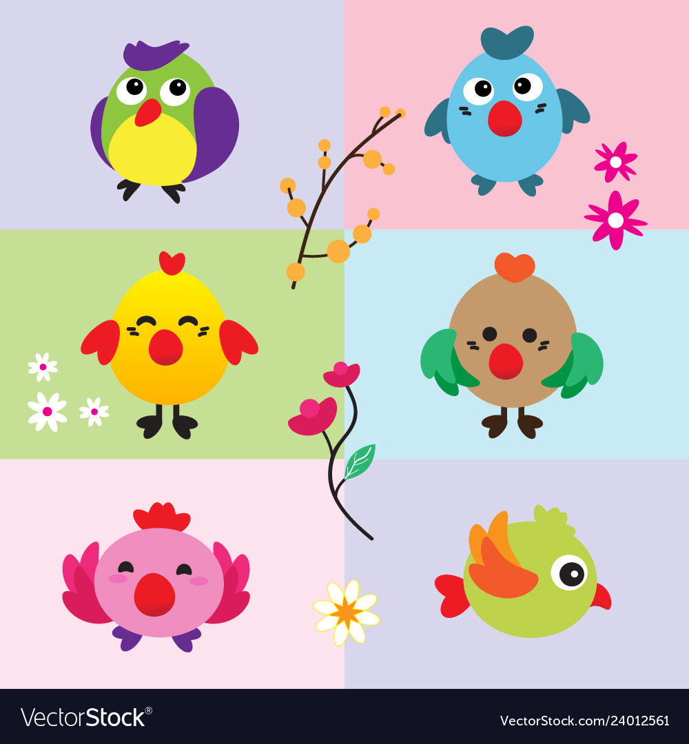 Cute birds with flower