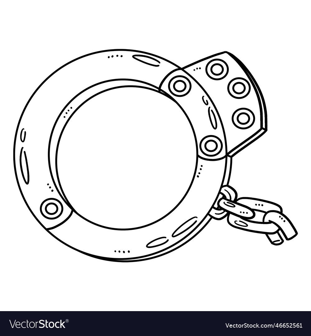 Handcuff isolated coloring page for kids Vector Image