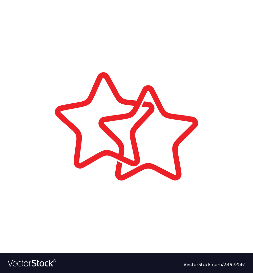 Linked line geometric two star symbol logo Vector Image