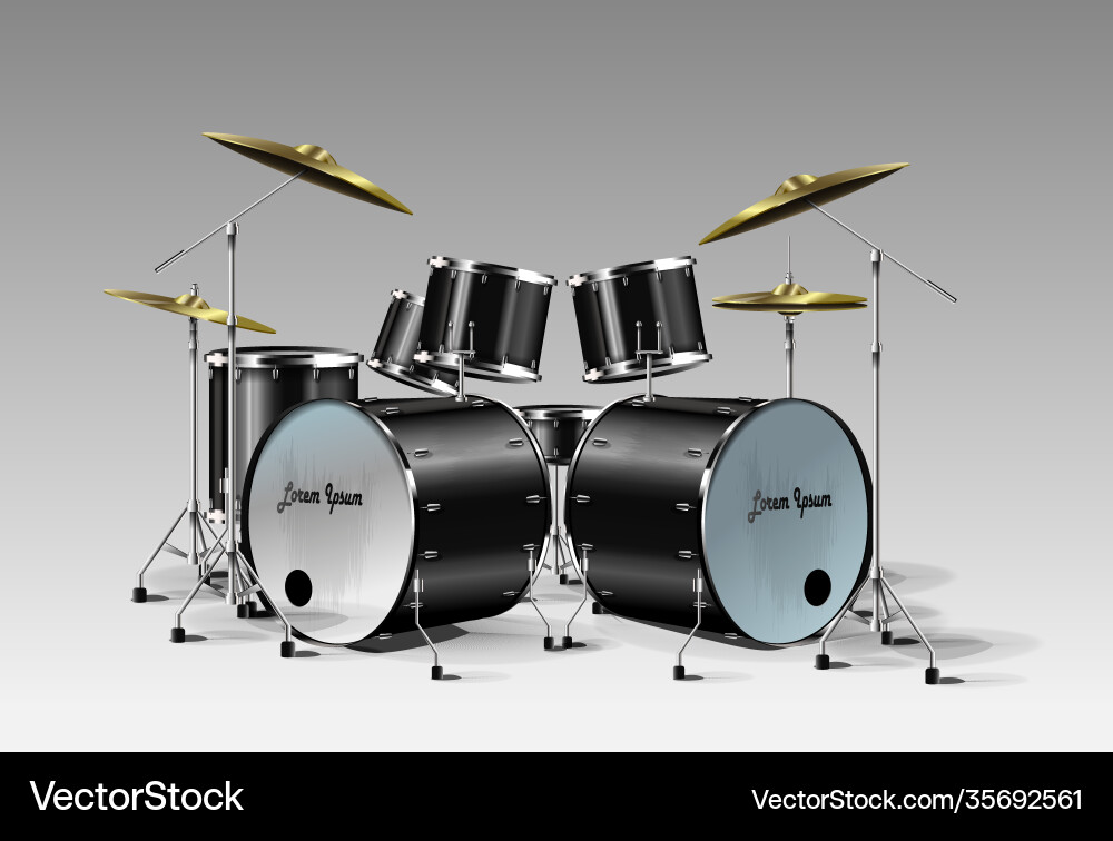 Realistic drum kit Royalty Free Vector Image - VectorStock