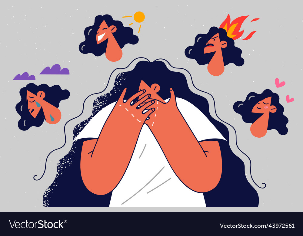 Stressed woman suffer from mood swings