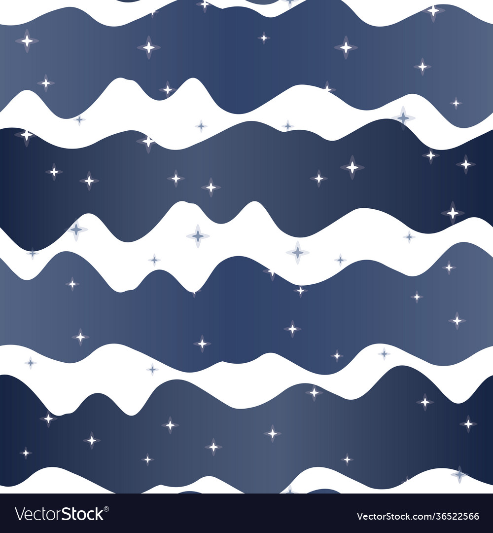 Abstract sparkling sky wavy stripes in navy