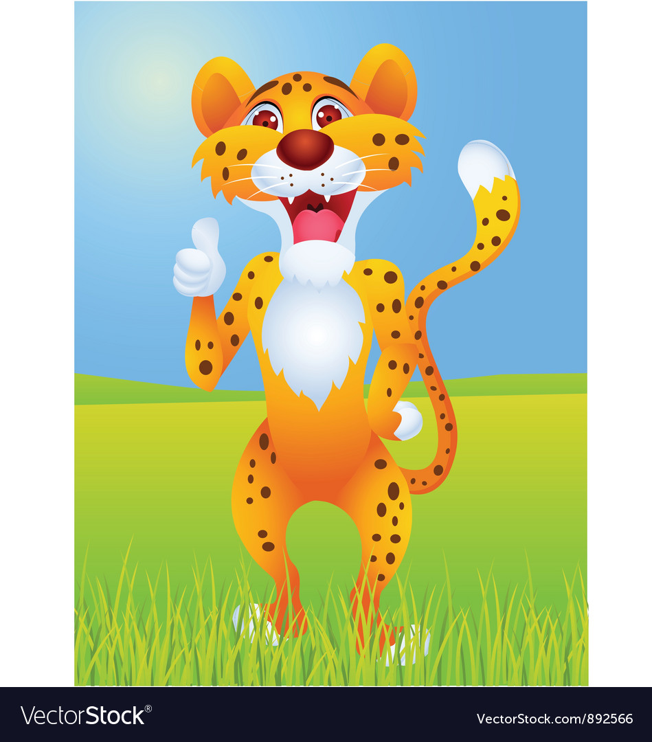 Cheetah cartoon with thumb up